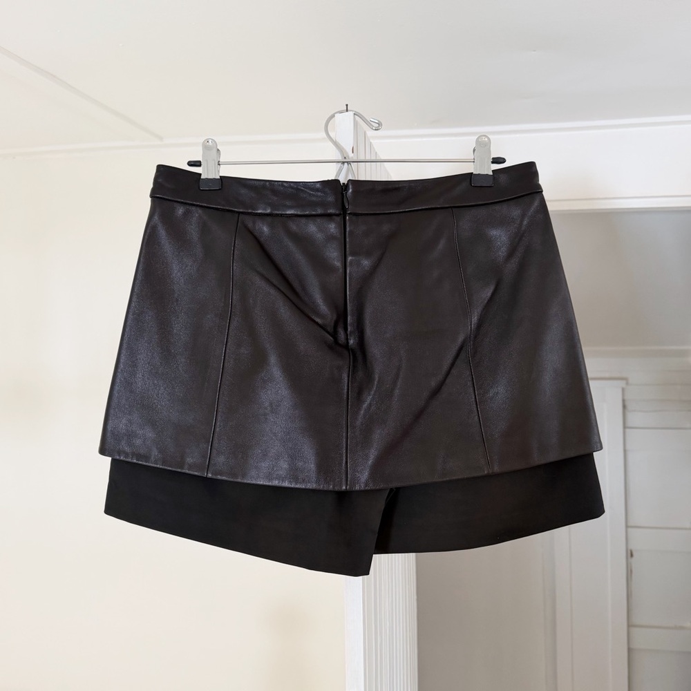 Tibi Leather Overlay Mini Wrap Skort - Picture 8 of 10